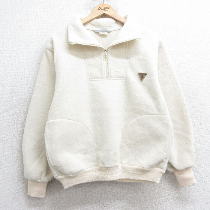 【20%OFF】S★古着 ユニオンベイ 長袖 ハーフジップ フリース ジャケット メンズ 90年代 90s USA製 タロン 白 ホワイト 25jan23 中古 アウター
