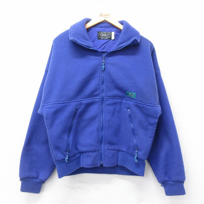 S★古着 長袖 フリース ジャケット メンズ 青 ブルー 25jan24 中古 アウター