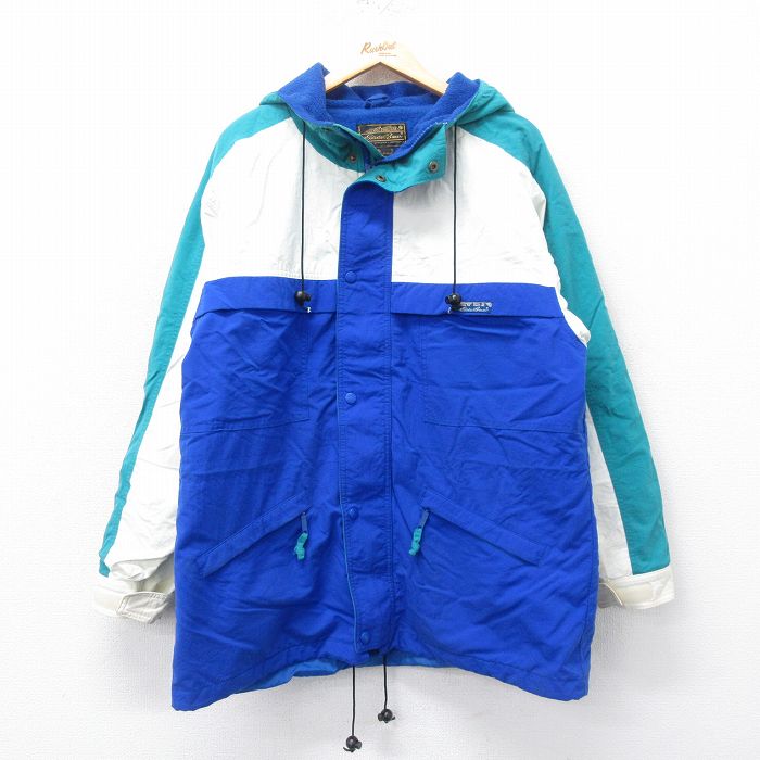 【50%OFF】M★古着 エディーバウアー 長袖 ナイロン ジャケット パーカー メンズ 90年代 90s 青他 ブルー 内側フリース 25jan24 中古 アウター