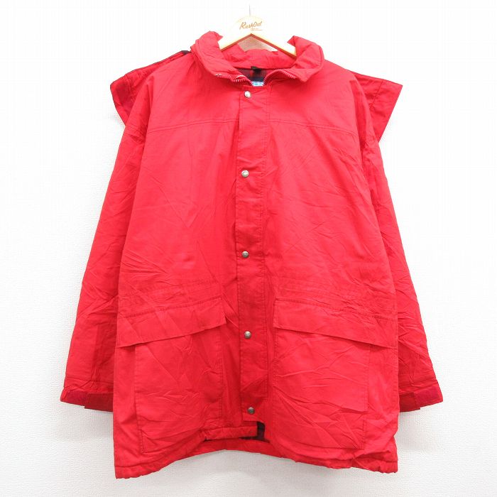 XL★古着 ウールリッチ WOOLRICH 長袖 ジャケット マウンテン パーカー メンズ TETON ロング丈 赤 レッド 内側ウール 25jan24 中古 アウター