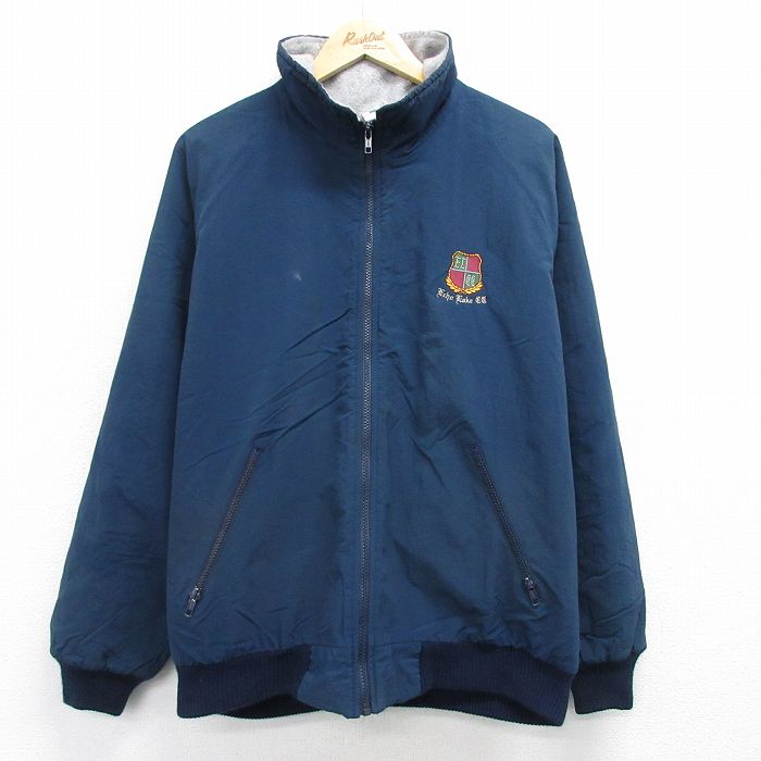 【50%OFF】XL★古着 長袖 ナイロン ジャケット メンズ 90年代 90s 大きいサイズ ラグラン USA製 紺 ネイビー 内側フリース 25jan27 中古 アウター