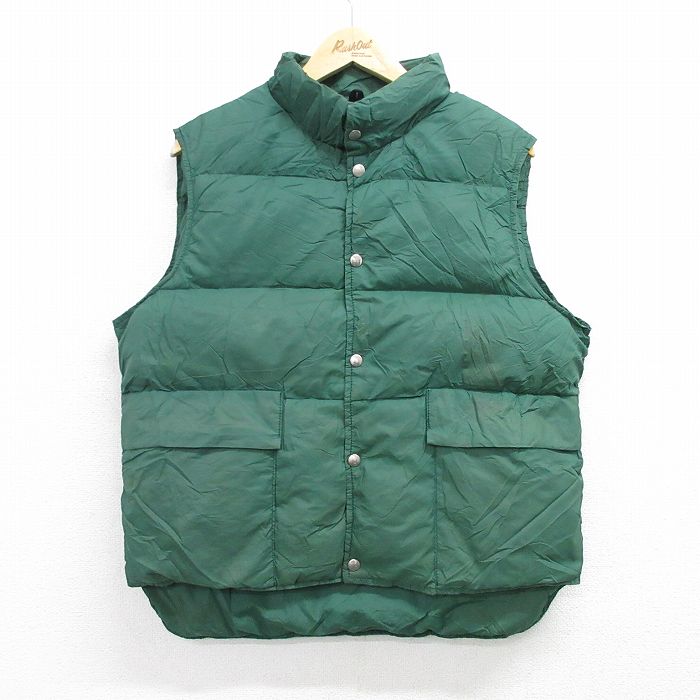 L★古着 エルエルビーン LLBEAN ビンテージ ナイロン ダウン ベスト メンズ 70年代 70s 緑 グリーン 【spe】 25feb06 中古 アウター