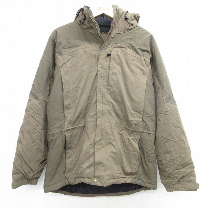 L★古着 エルエルビーン LLBEAN 長袖 ナイロン ジャケット パーカー メンズ ツートンカラー 緑系 グリーン 25feb06 中古 アウター