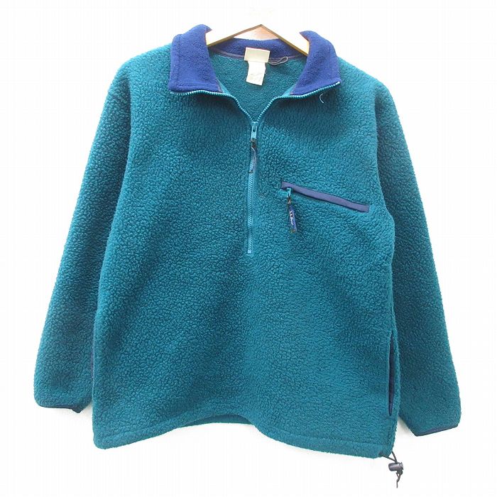 S★古着 エルエルビーン LLBEAN 長袖 ハーフジップ フリース ジャケット メンズ 90年代 90s 青緑他 25feb06 中古 アウター