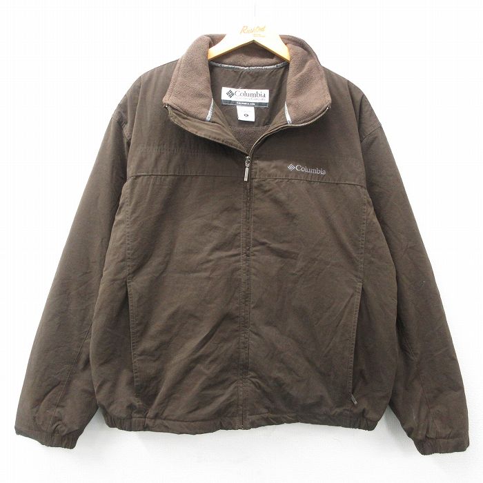 XL★古着 コロンビア COLUMBIA 長袖 ジャケット メンズ 00年代 00s ワンポイントロゴ 大きいサイズ 茶 ブラウン 内側フリース 25feb06 中古 アウター