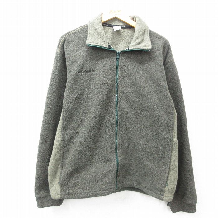 XL★古着 コロンビア COLUMBIA 長袖 フリース ジャケット メンズ 00年代 00s ワンポイントロゴ ポーラテック 緑系 グリーン 25feb06 中古 アウター