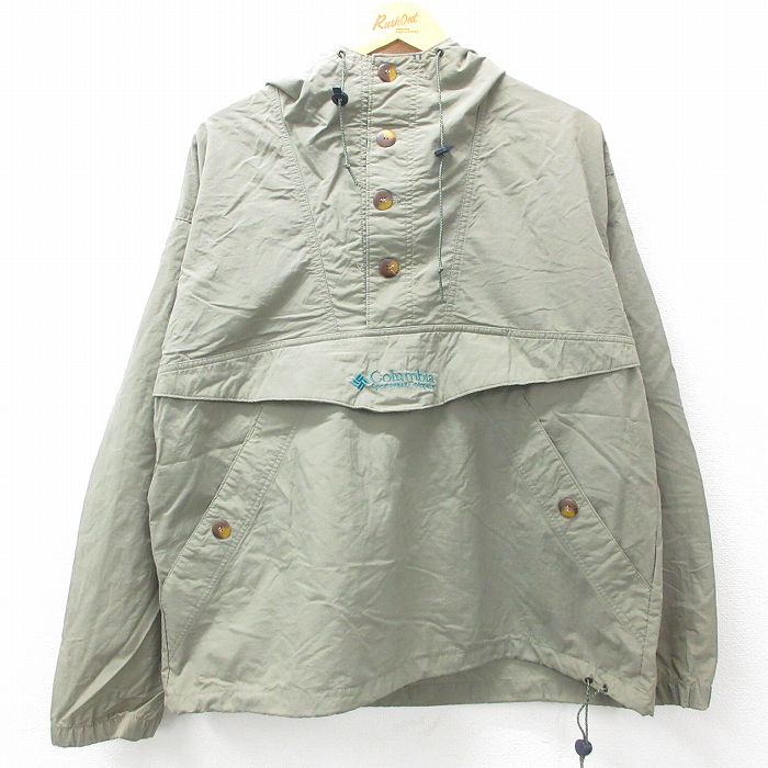 L★古着 コロンビア COLUMBIA 長袖 ナイロン ジャケット パーカー メンズ 00年代 00s ワンポイントロゴ 緑系 グリーン 25feb06 中古 アウター
