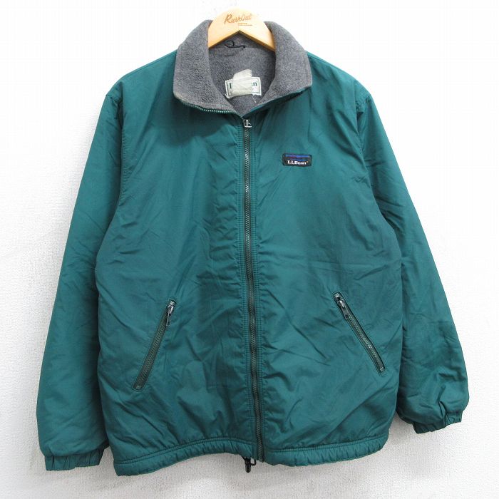 M★古着 エルエルビーン LLBEAN 長袖 ウォームアップ ジャケット メンズ 80年代 80s 緑 グリーン 内側フリース 25feb06 中古 アウター