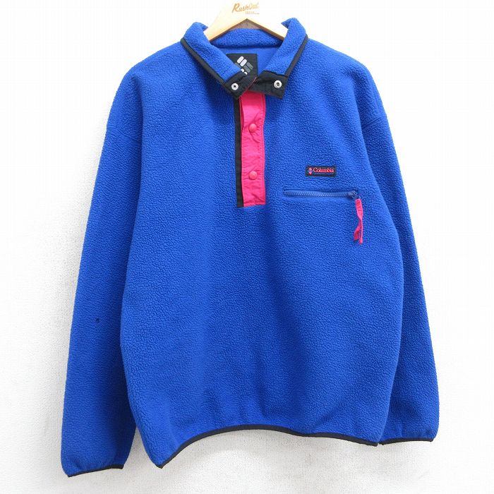 M★古着 コロンビア COLUMBIA 長袖 フリース ジャケット メンズ スナップT 青 ブルー 25feb06 中古 アウター