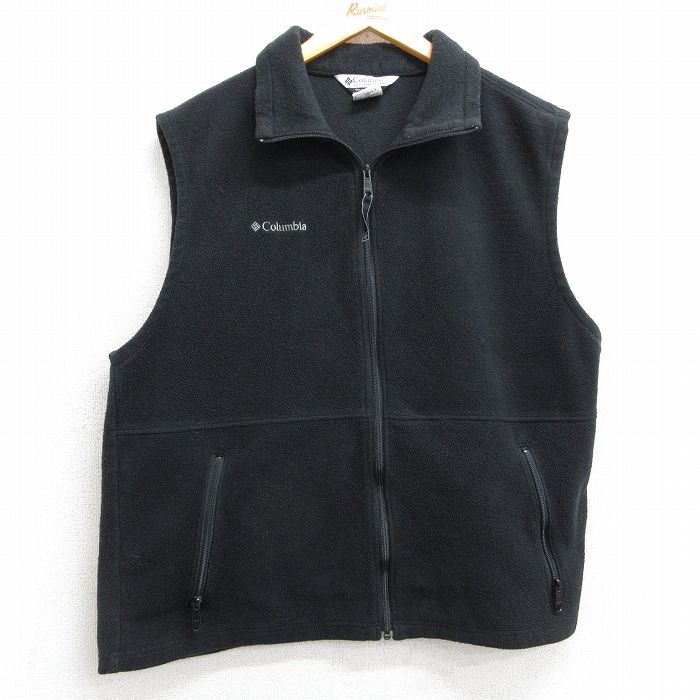 M★古着 コロンビア COLUMBIA フリース ベスト メンズ 00年代 00s ワンポイントロゴ 黒 ブラック 25feb06 中古 アウター