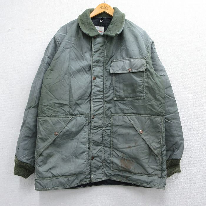 XL★古着 長袖 ナイロン ジャケット メンズ 80年代 80s ロング丈 タロン 緑 グリーン 25feb07 中古 アウター