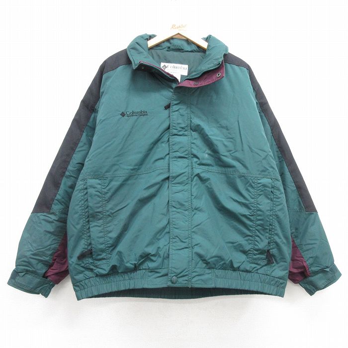 XL★古着 コロンビア COLUMBIA 長袖 ジャケット メンズ 00年代 00s ワンポイントロゴ Crown Rock 大きいサイズ 緑他 グリーン 25feb07 中古 アウター