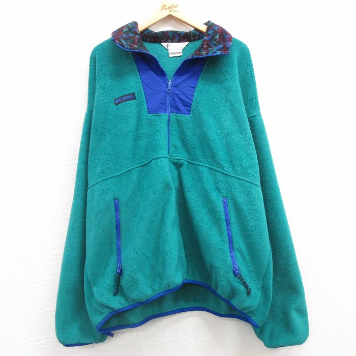 XL★古着 コロンビア COLUMBIA 長袖 フリース ジャケット メンズ 90年代 90s 大きいサイズ 青緑 25feb07 中古 アウター