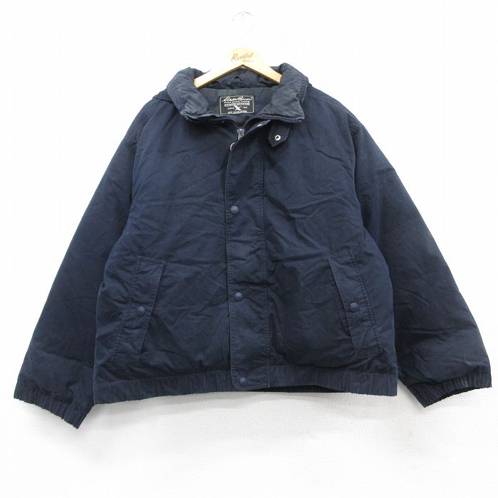 XL★古着 エディーバウアー 長袖 ダウン ジャケット メンズ 黒 ブラック 25feb07 中古 アウター