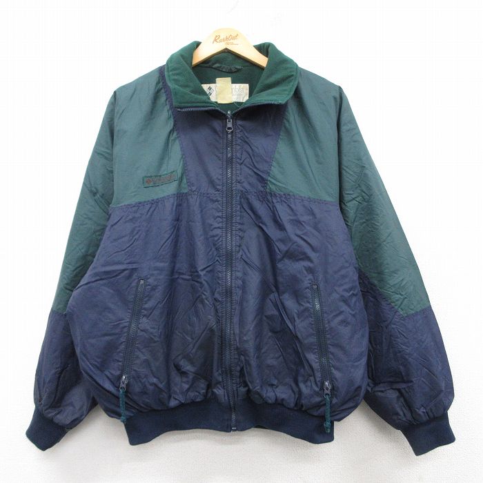 L★古着 コロンビア COLUMBIA 長袖 ナイロン ジャケット メンズ 90年代 90s ツートンカラー 紺他 ネイビー 25feb07 中古 アウター