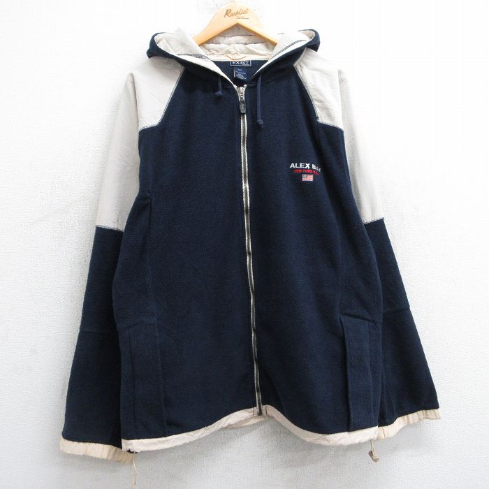 L★古着 長袖 フリース ジャケット パーカー メンズ ALEXBAY ラグラン 紺他 ネイビー 25feb08 中古 アウター