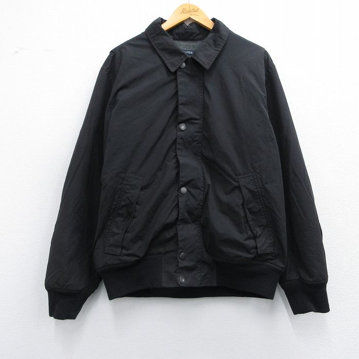 L★古着 ノーティカ NAUTICA 長袖 ブランド ジャケット メンズ 黒 ブラック 内側フリース 25feb08 中古 アウター
