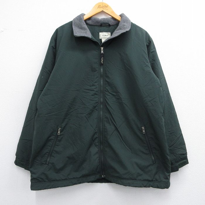 XL★古着 エルエルビーン LLBEAN 長袖 ナイロン ジャケット メンズ 00年代 00s 緑 グリーン 内側フリース 25feb08 中古 アウター