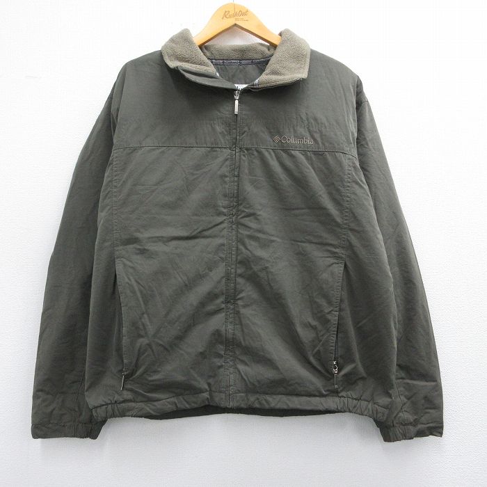 XL★古着 コロンビア COLUMBIA 長袖 ジャケット メンズ 00年代 00s 濃緑 グリーン 内側フリース 25feb08 中古 アウター