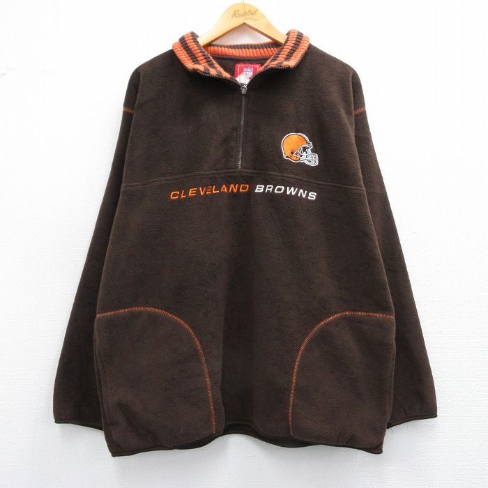 XL★古着 長袖 フリース ジャケット メンズ NFL クリーブランドブラウンズ 刺繍 茶他 ブラウン 25feb08 中古 アウター