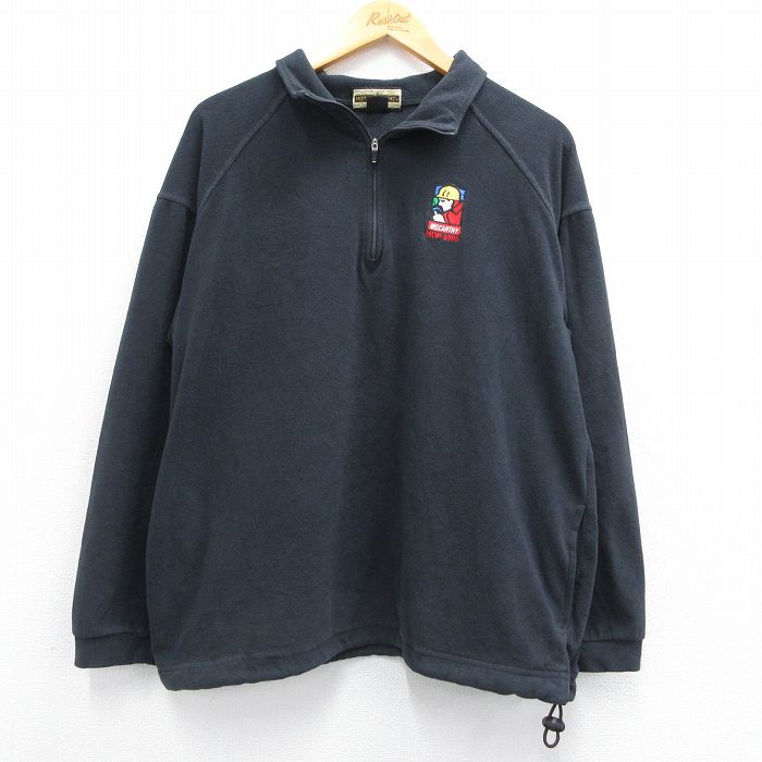 【50%OFF】L★古着 長袖 ハーフジップ フリース ジャケット メンズ 00年代 00s McCARTHY カナダ製 黒 ブラック 25feb08 中古 アウター