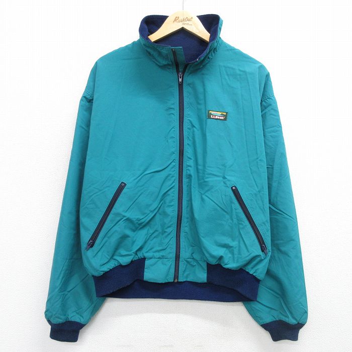 L★古着 エルエルビーン LLBEAN 長袖 ナイロン ジャケット メンズ 80年代 80s 青緑他 内側フリース 25feb12 中古 アウター