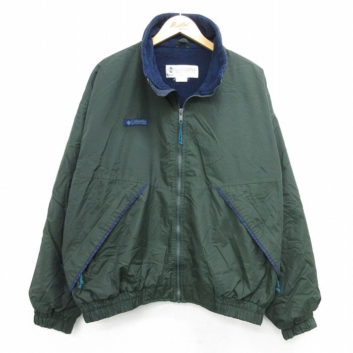 XL★古着 コロンビア COLUMBIA 長袖 ナイロン ジャケット メンズ 90年代 90s 緑他 グリーン 内側フリース 25feb12 中古 アウター