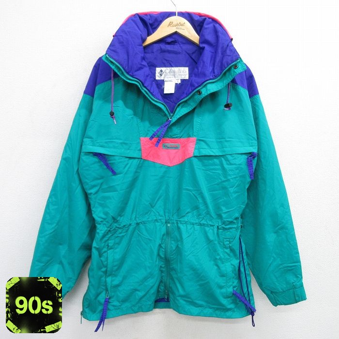 【50%OFF】コロンビア 90s ハーフジップナイロンジャケット ライトブルー M | 古着