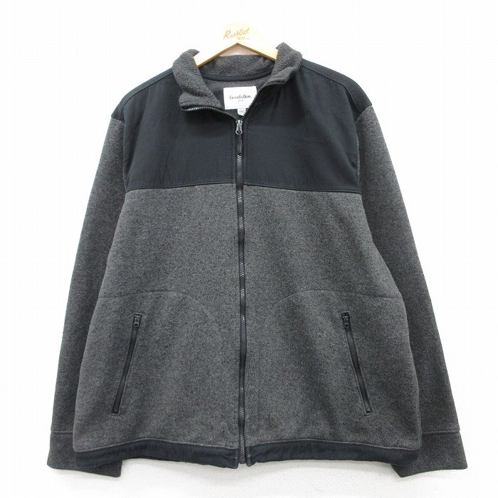 XL★古着 長袖 フリース ジャケット メンズ 黒他 ブラック 25feb10 中古 アウター