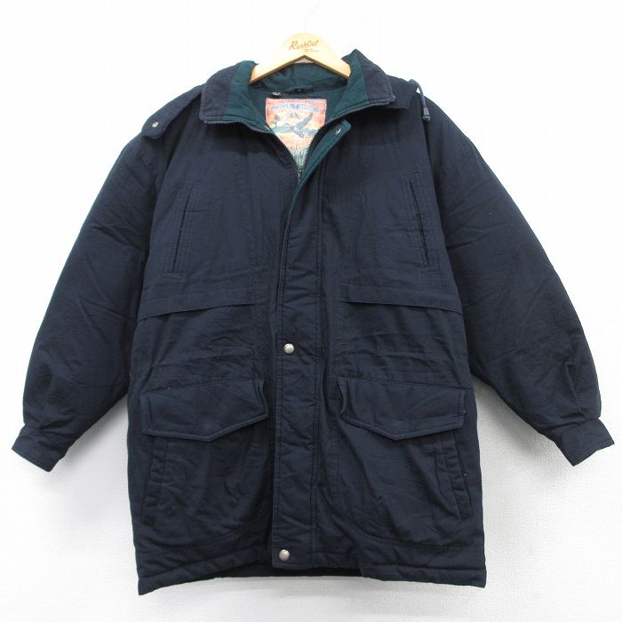 【50%OFF】M★古着 メンバーズオンリー 長袖 ダウン ジャケット パーカー メンズ 90年代 90s 黒 ブラック 25feb10 中古 アウター