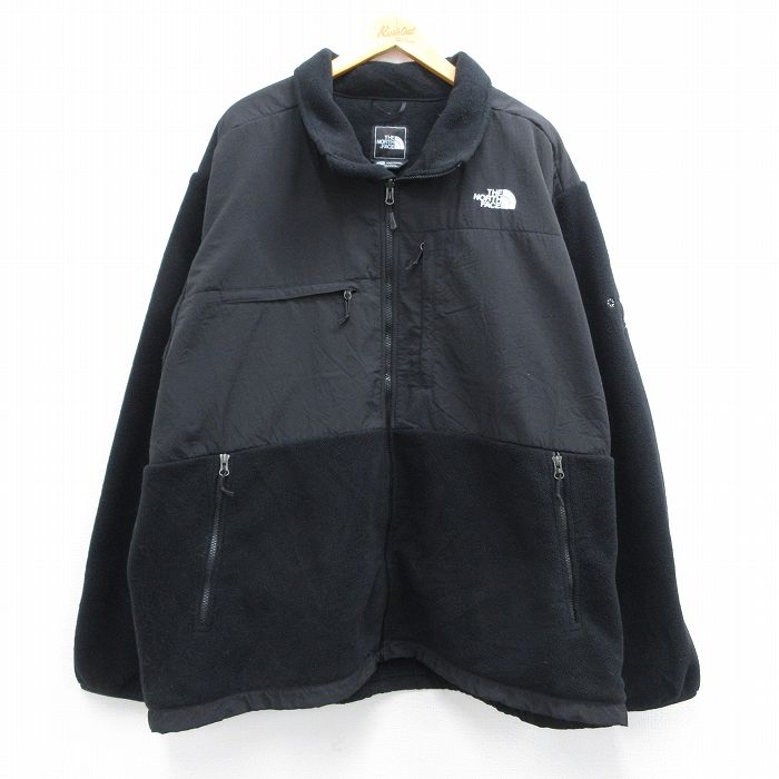 XL★古着 ノースフェイス THE NORTH FACE 長袖 デナリ フリース ジャケット メンズ ワンポイントロゴ 大きいサイズ ロング丈 黒 ブラック 25feb14 中古 アウター