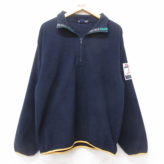 M★古着 ノーティカ NAUTICA 長袖 ブランド ハーフジップ フリース ジャケット メンズ 90年代 90s 紺 ネイビー 25feb15 中古 アウター