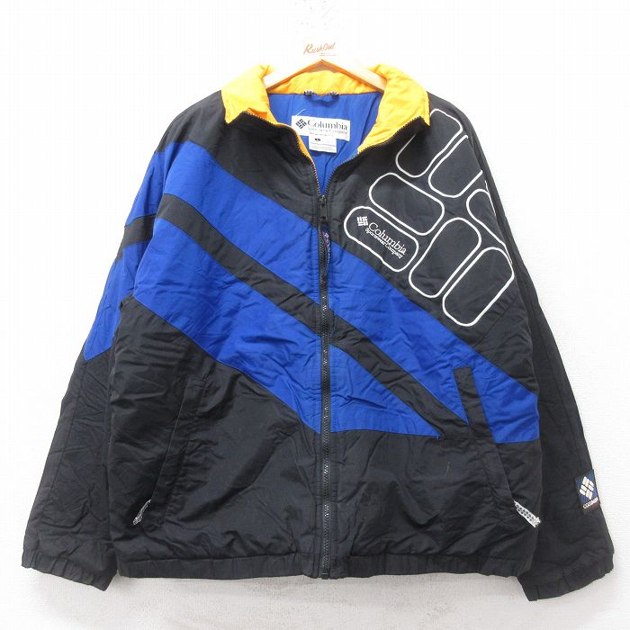 【20%OFF】XL★古着 コロンビア COLUMBIA 長袖 ナイロン ジャケット メンズ 00年代 00s ビッグロゴ 刺繍 大きいサイズ 黒他 ブラック 25feb15 中古 アウター