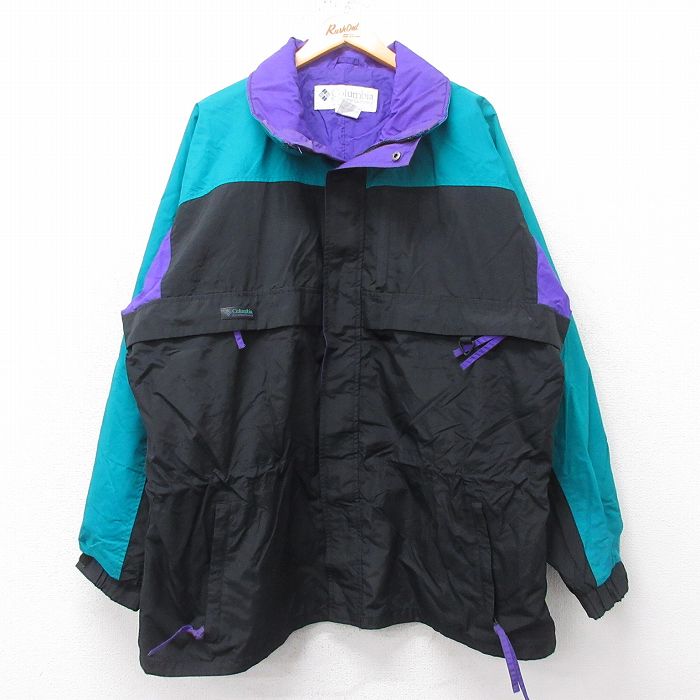 XL★古着 コロンビア COLUMBIA 長袖 ナイロン ジャケット メンズ 90年代 90s Gizzmo 大きいサイズ 黒他 ブラック 25feb15 中古 アウター