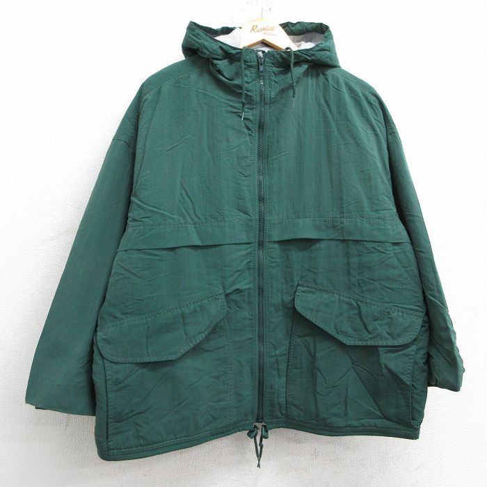 XL★古着 エディーバウアー 長袖 ジャケット パーカー メンズ 90年代 90s 大きいサイズ 緑 グリーン 内側フリース 【spe】 25feb15 中古 アウター