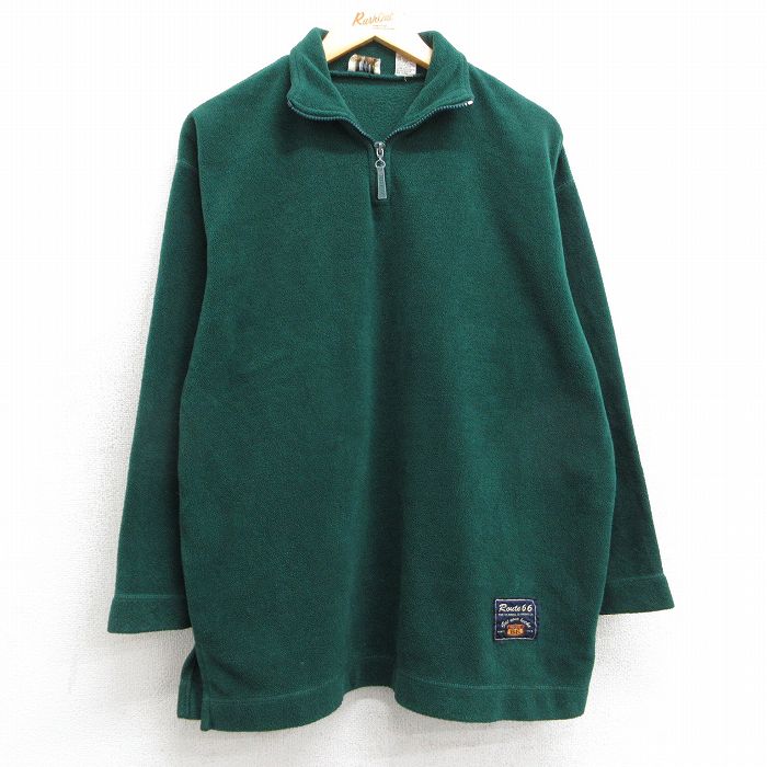 L★古着 ルート66 長袖 ハーフジップ フリース ジャケット メンズ 90年代 90s 緑 グリーン 25feb15 中古 アウター