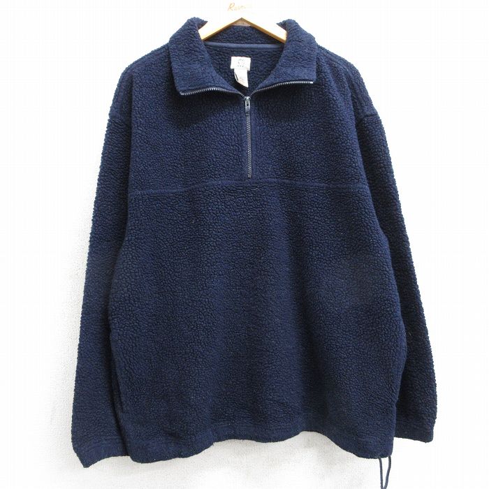 L★古着 長袖 ハーフジップ ボア フリース ジャケット メンズ 00年代 00s 紺 ネイビー 25feb15 中古 アウター