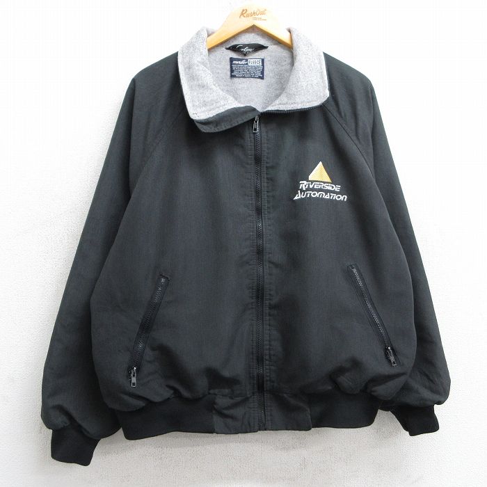 【50%OFF】XL★古着 長袖 ジャケット メンズ 80年代 80s RIVERSIDE ラグラン USA製 黒 ブラック 内側フリース 25feb15 中古 アウター