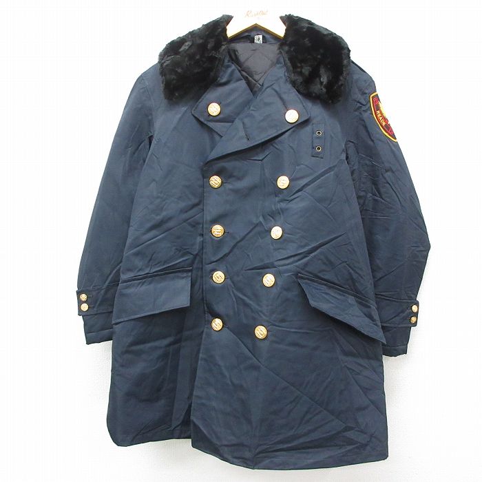 【50%OFF】M★古着 ブラウアー 長袖 ナイロン ジャケット メンズ 90年代 90s セキュリティ 襟ボア 紺 ネイビー 内側キルティング 25feb17 中古 アウター