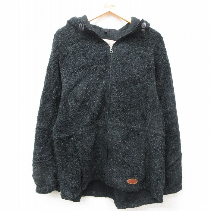 M★古着 ウールリッチ WOOLRICH 長袖 フリース ジャケット パーカー メンズ 90年代 90s USA製 黒 ブラック 【spe】 25feb17 中古 アウター