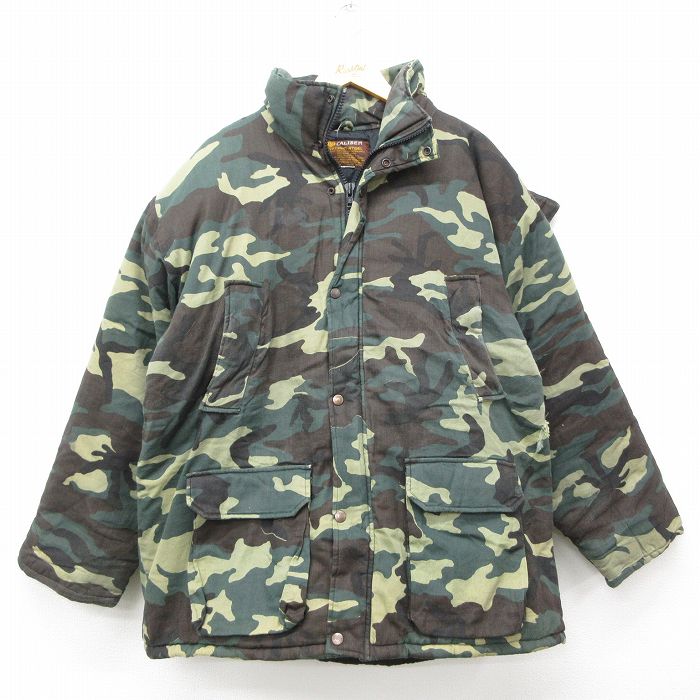 XL★古着 長袖 ジャケット パーカー メンズ 90年代 90s ウッドランドカモ コットン 緑他 グリーン 迷彩 25feb17 中古 アウター