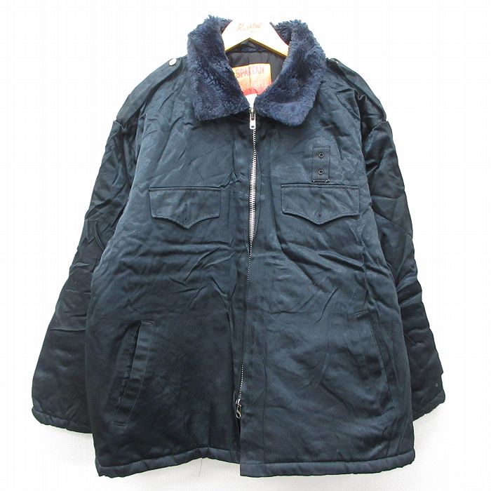 【50%OFF】XL★古着 長袖 ジャケット メンズ 90年代 90s 襟ボア 紺 ネイビー 内側キルティング 25feb17 中古 アウター