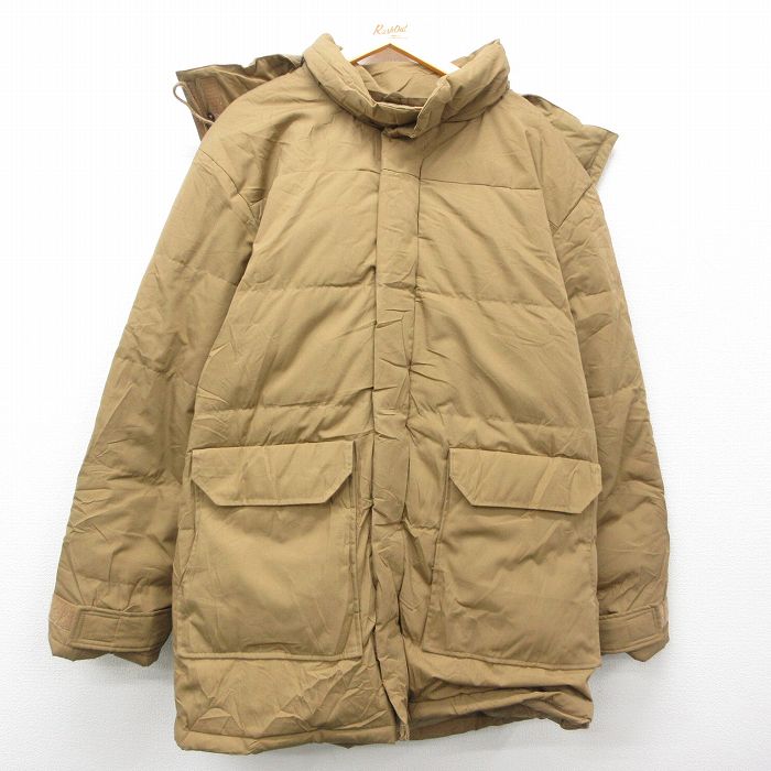 L★古着 カベラス 長袖 ダウン ジャケット パーカー メンズ 80年代 80s ロング丈 ベージュ カーキ 25feb17 中古 アウター