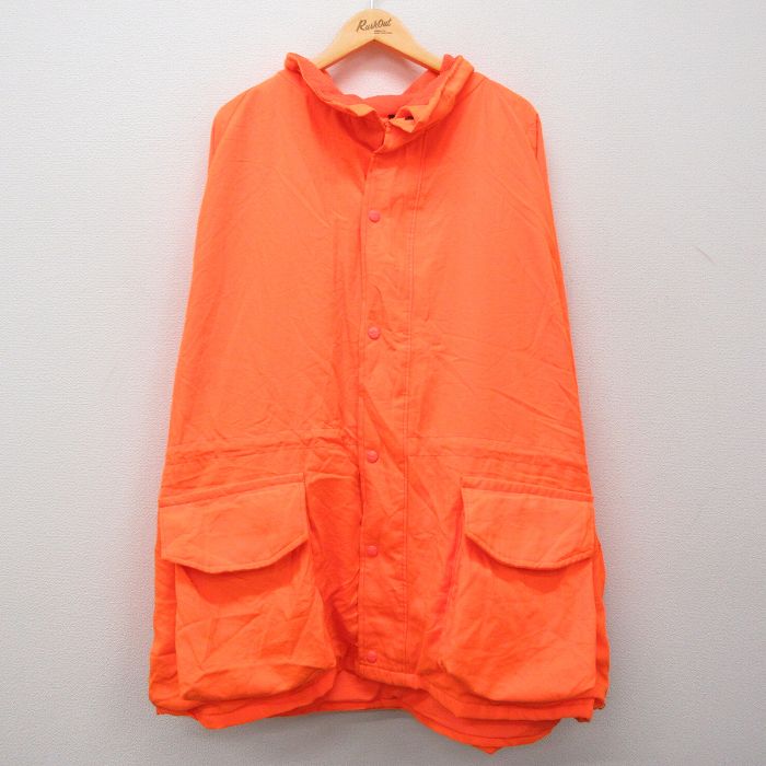 XL★古着 エルエルビーン LLBEAN 長袖 ジャケット パーカー メンズ 80年代 80s ラグラン 大きいサイズ ロング丈 USA製 オレンジ 25feb17 中古 アウター