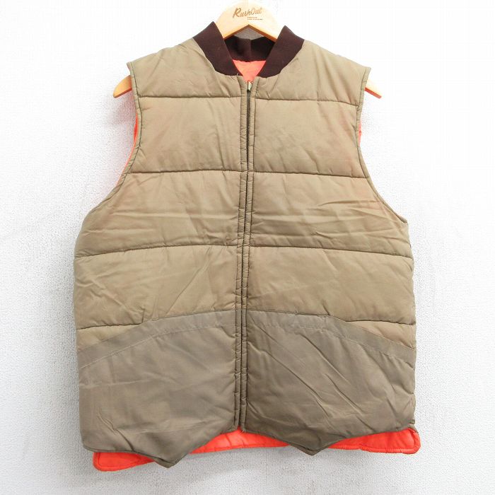 M★古着 ベスト メンズ 80年代 80s リバーシブル ベージュ カーキ 25feb18 中古 アウター