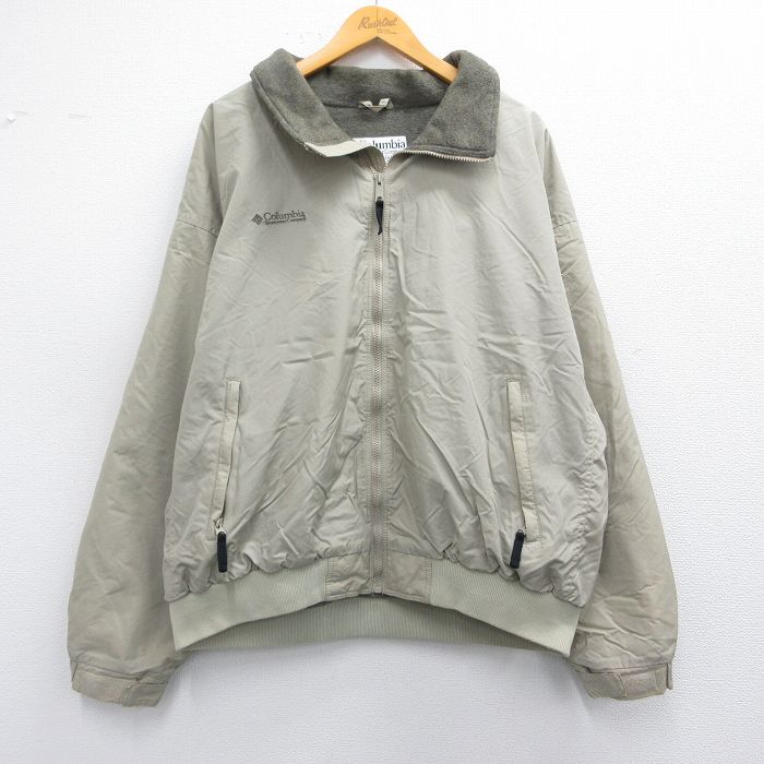 【50%OFF】XL★古着 コロンビア COLUMBIA 長袖 ジャケット メンズ 00年代 00s ワンポイントロゴ 大きいサイズ ベージュ系 カーキ 内側フリース 25feb18 中古 アウター