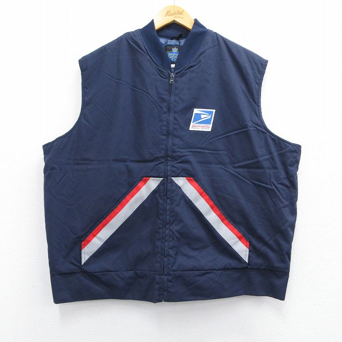XL★古着 ベスト メンズ 90年代 90s 郵便局 リフレクター USA製 紺他 ネイビー 25feb18 中古 アウター