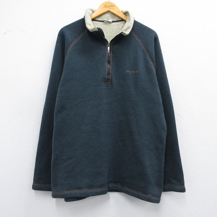 M★古着 コロンビア COLUMBIA 長袖 ハーフジップ フリース ジャケット メンズ 00年代 00s ワンポイントロゴ 紺 ネイビー 25feb18 中古 アウター
