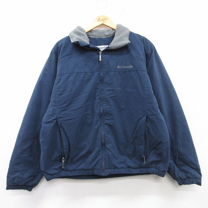 XL★古着 コロンビア COLUMBIA 長袖 ジャケット メンズ 00年代 00s 濃紺 ネイビー 内側フリース 25feb18 中古 アウター