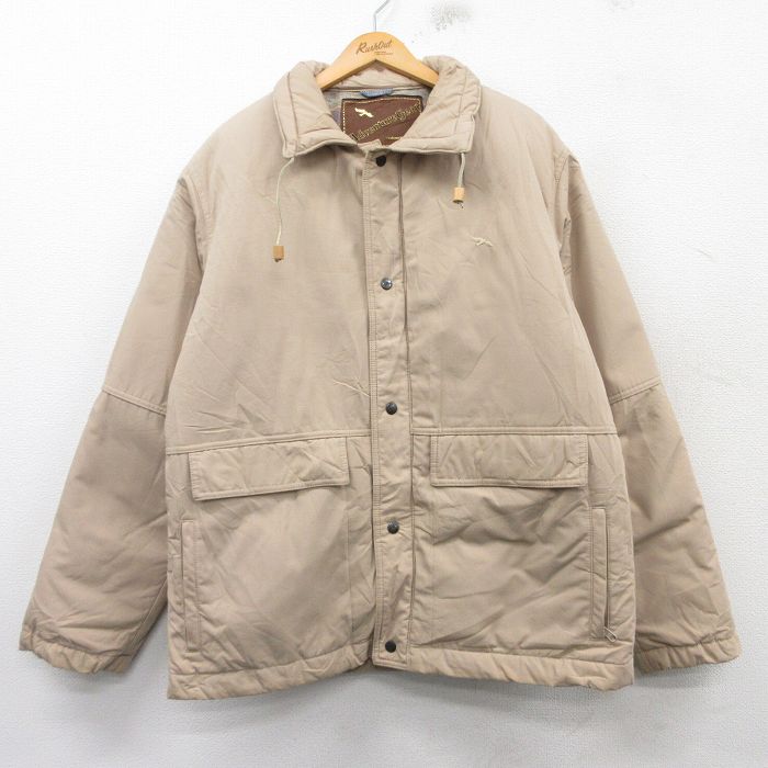 XL★古着 長袖 ダウン ジャケット メンズ 90年代 90s ベージュ カーキ 25feb18 中古 アウター